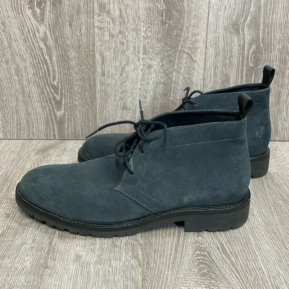 Calvin Klein Ultan Suede Leather Lug Sole Chukka Boots Gray 11